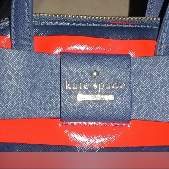 Kate Spade Red and Navy Bow Terrace Striped Satchel (mini) - Picture 3 of 6